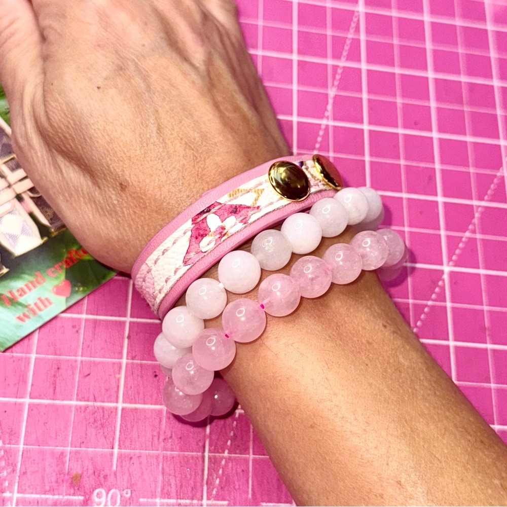 🩷 Watercolor Pink Bracelet Set handmade with love ❤️